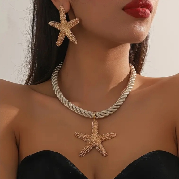 Starfish Corded Necklace and Earring Set - Picture 6 of 7